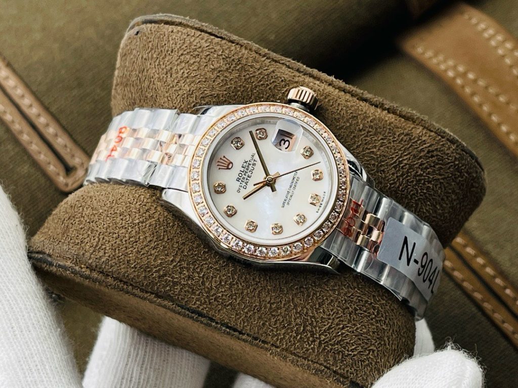 Đồng hồ Rolex DateJust Lady nữ mặt khảm xà cừ Rep 11 Thụy Sỹ 28mm (2)