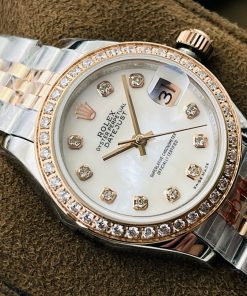 Đồng hồ Rolex DateJust Lady nữ mặt khảm xà cừ Rep 11 Thụy Sỹ 28mm (2)