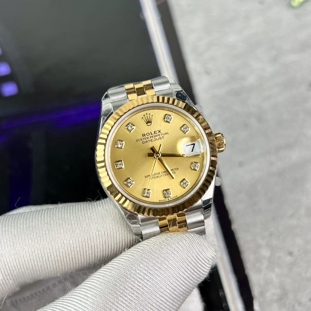 Đồng hồ Rolex DateJust Replica 11 nữ dây kim loại EW Factory 31mm (2)