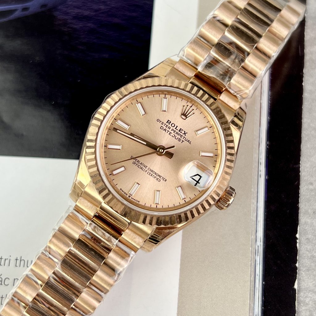 Đồng hồ Rolex DateJust Rose Gold Rep 11 Thụy Sỹ EW Factory 31mm (2)