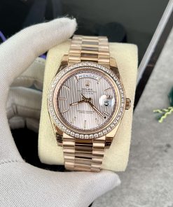 Đồng hồ Rolex Day-Date Rose Gold nam đính đá Replica 11 thụy sỹ 40mm (2)