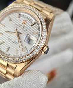Đồng hồ Rolex Day-Date Rose Gold nam đính đá Replica 11 thụy sỹ 40mm (2)