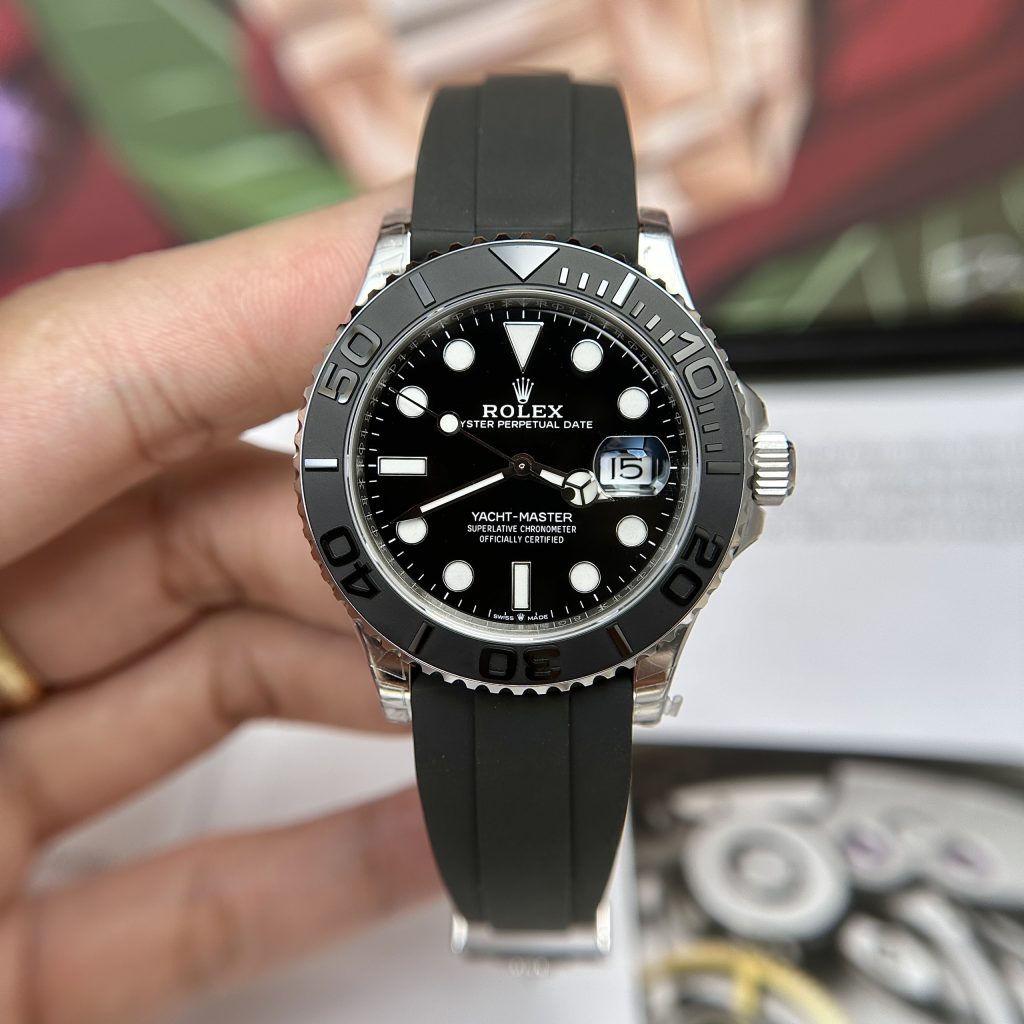 Đồng hồ Rolex Yacht-Master ll mặt đen Replica 11 Thụy Sỹ Clean Factory 42mm (2)