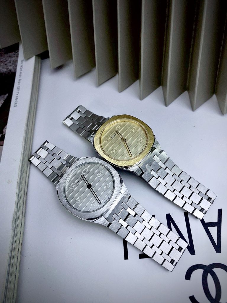 Đồng hồ nữ Gucci 25H Lady Watch siêu cấp mặt vuông dây kim loại