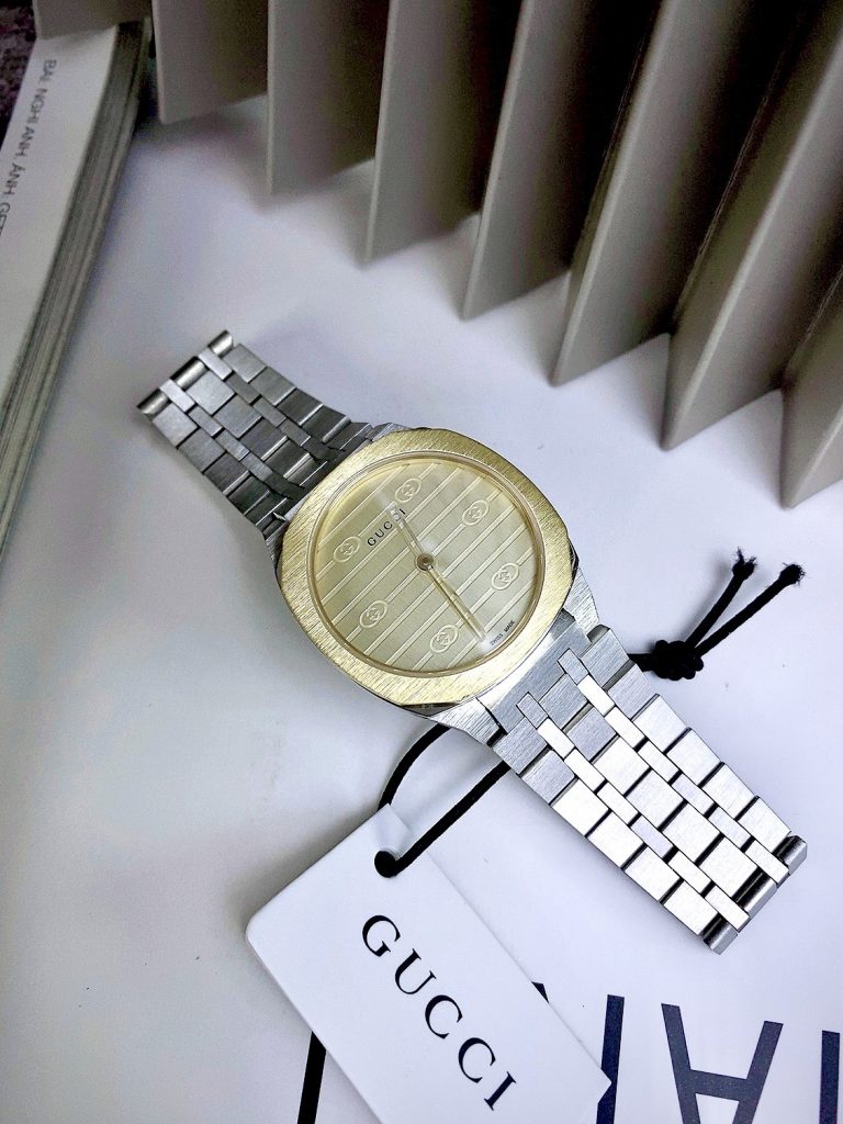 Đồng hồ nữ Gucci 25H Lady Watch siêu cấp mặt vuông dây kim loại