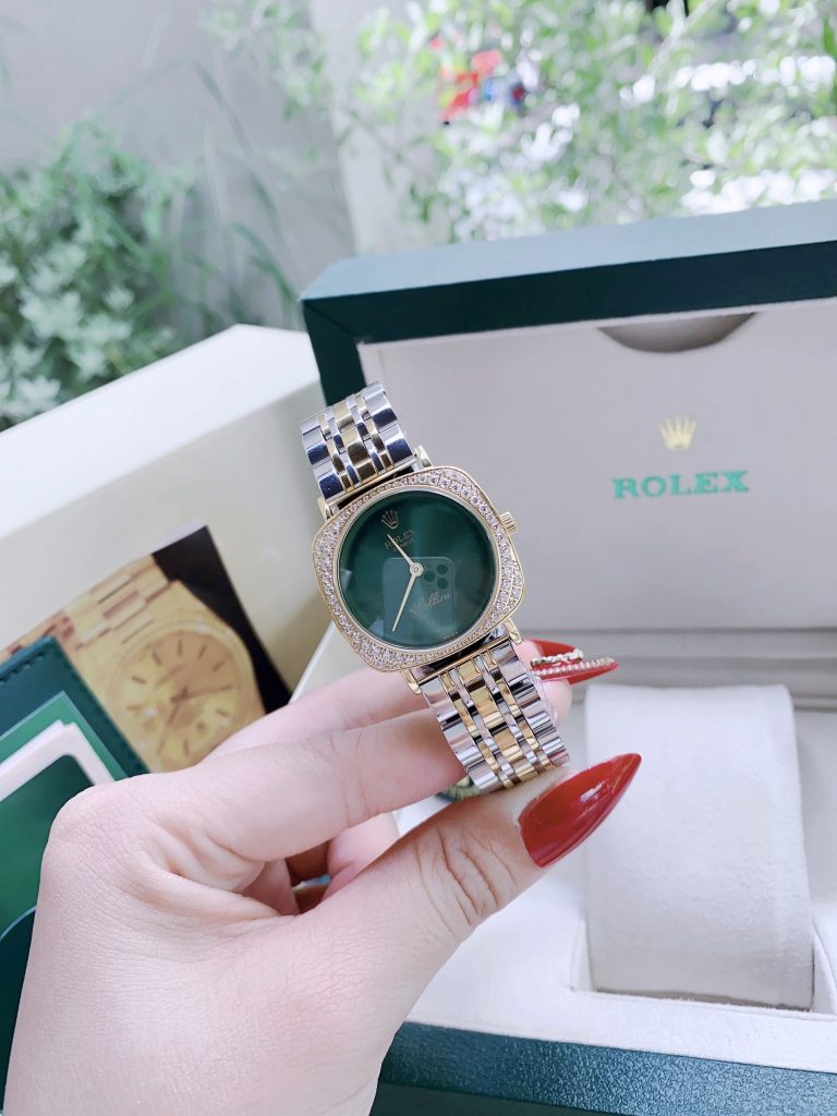 Đồng hồ nữ Rolex Cellini dây kim loại Demi mặt vuông 34mm (1)