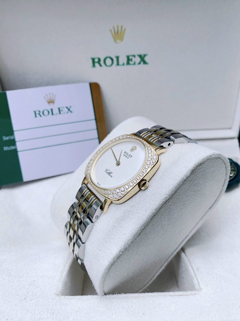 Đồng hồ nữ Rolex Cellini dây kim loại Demi mặt vuông 34mm (1)