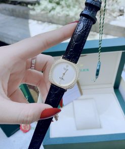 Đồng hồ nữ Rolex giá rẻ Cellini dây da mặt vuông đính đá 34mm (6)