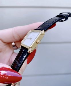 Đồng hồ nữ dây da Chopard siêu cấp mặt vuông mạ vàng 30mm (1)