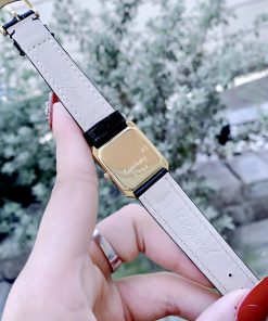 Đồng hồ nữ dây da Chopard siêu cấp mặt vuông mạ vàng 30mm (1)