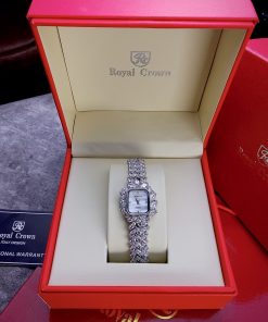 Đồng hồ nữ Royal Crown đính đá mặt xà cừ Like Auth 30mm