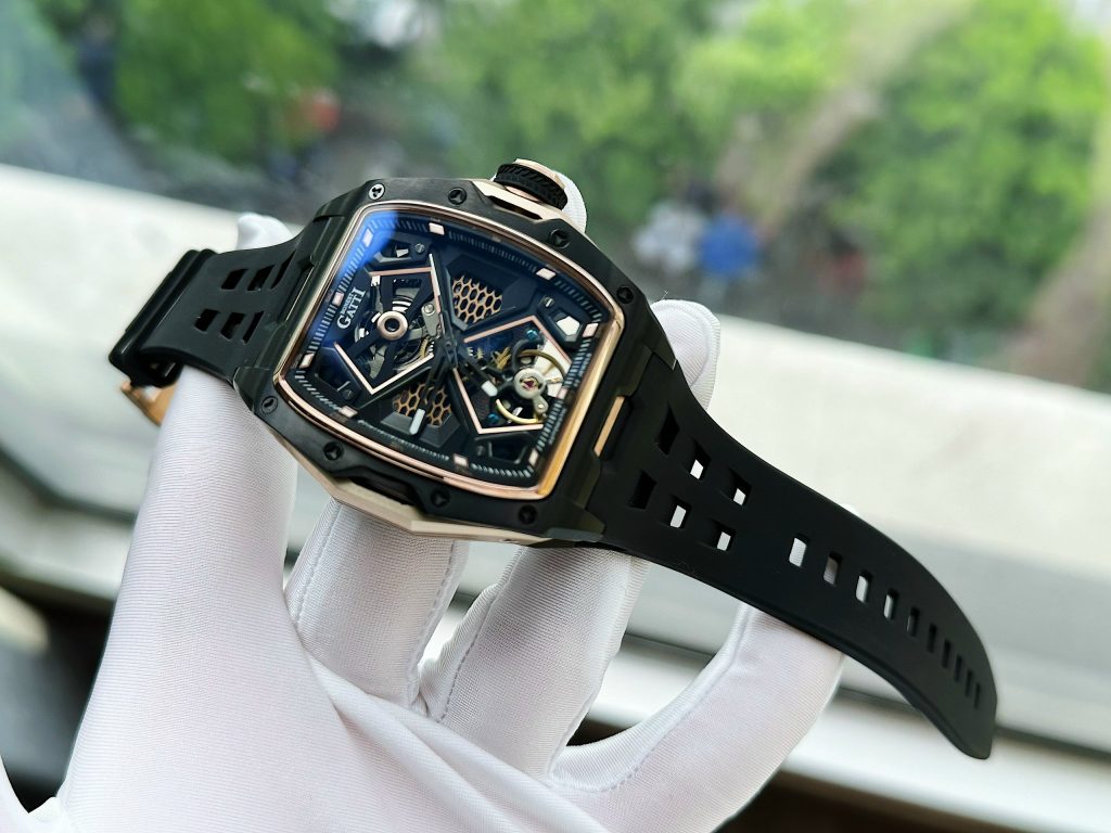 Đồng hồ Bonest Gatti 5501 chính hãng màu đen lộ máy Automatic 45mm