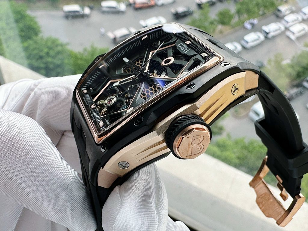Đồng hồ Bonest Gatti 5501 chính hãng màu đen lộ máy Automatic 45mm