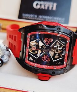 Đồng hồ Bonest Gatti 5501 chính hãng màu đỏ lộ máy 45mm