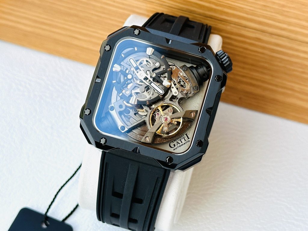 Đồng hồ Bonest Gatti 5804 chính hãng mặt vuông màu đen 43mm (1)