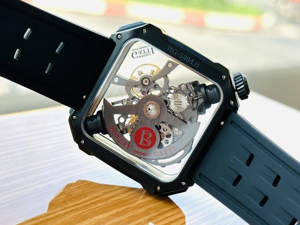 Đồng hồ Bonest Gatti 5804 chính hãng mặt vuông màu đen 43mm (1)