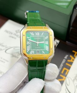 Đồng hồ Cartier Santos nam màu demi Super Fake 11 giá rẻ 40mm (2)