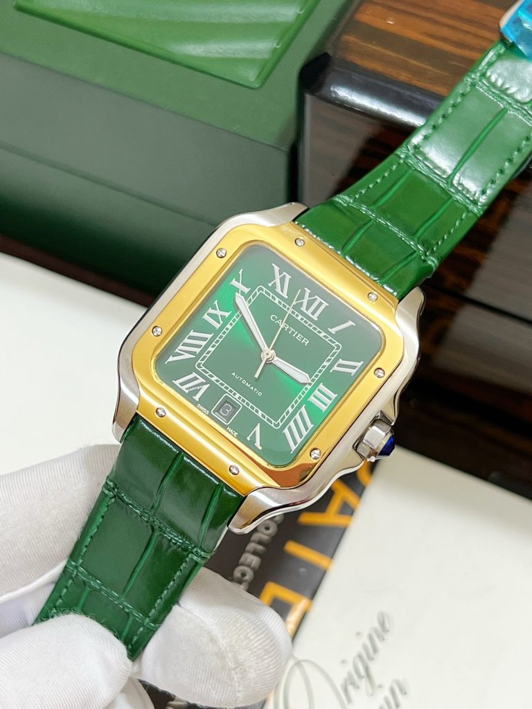 Đồng hồ Cartier Santos nam màu demi Super Fake 11 giá rẻ 40mm (2)