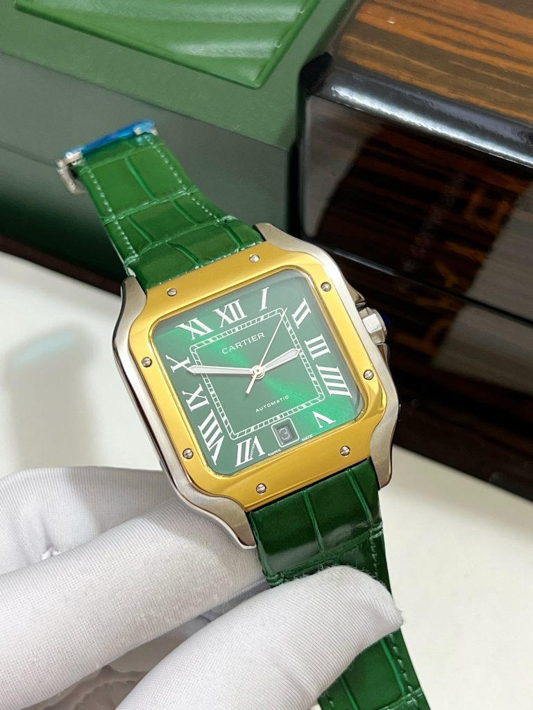 Đồng hồ Cartier Santos nam màu demi Super Fake 11 giá rẻ 40mm (2)