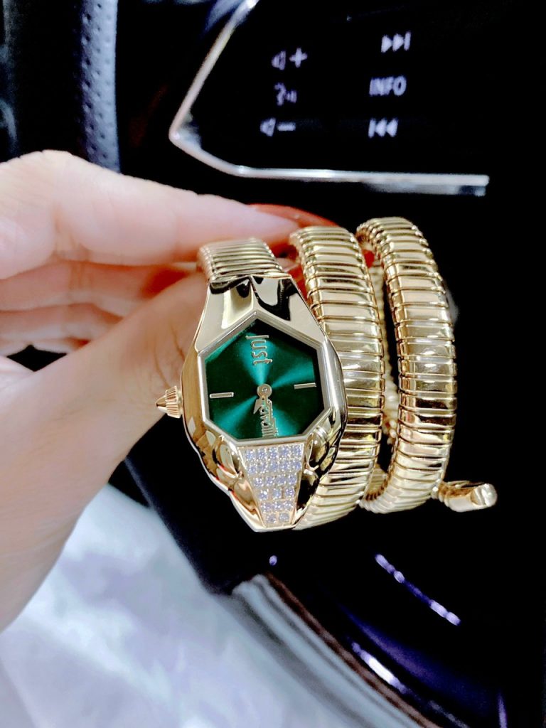 Đồng hồ Just Cavalli màu vàng gold nữ hình rắn cuốn Like Auth 33mm (2)
