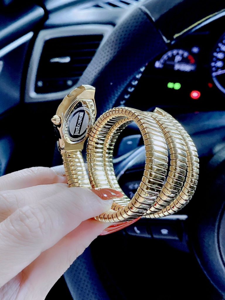 Đồng hồ Just Cavalli màu vàng gold nữ hình rắn cuốn Like Auth 33mm (2)