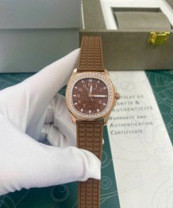 Đồng hồ Patek Philippe nữ dây cao su đính đá Fake cao cấp 35mm (5)