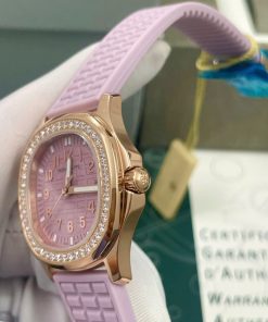 Đồng hồ Patek Philippe nữ dây cao su đính đá Fake cao cấp 35mm (5)