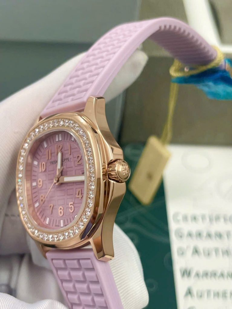 Đồng hồ Patek Philippe nữ dây cao su đính đá Fake cao cấp 35mm (5)