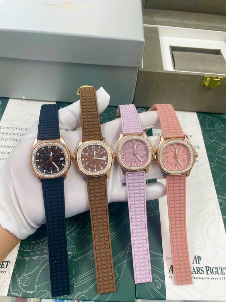 Đồng hồ Patek Philippe nữ dây cao su đính đá Fake cao cấp 35mm (8)