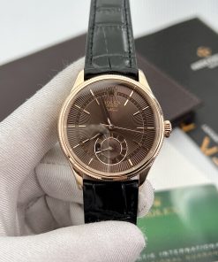 Đồng hồ Rolex Cellini Dual Time Replica 11 nam mặt chocolate 39mm (2)
