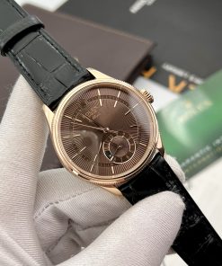 Đồng hồ Rolex Cellini Dual Time Replica 11 nam mặt chocolate 39mm (2)