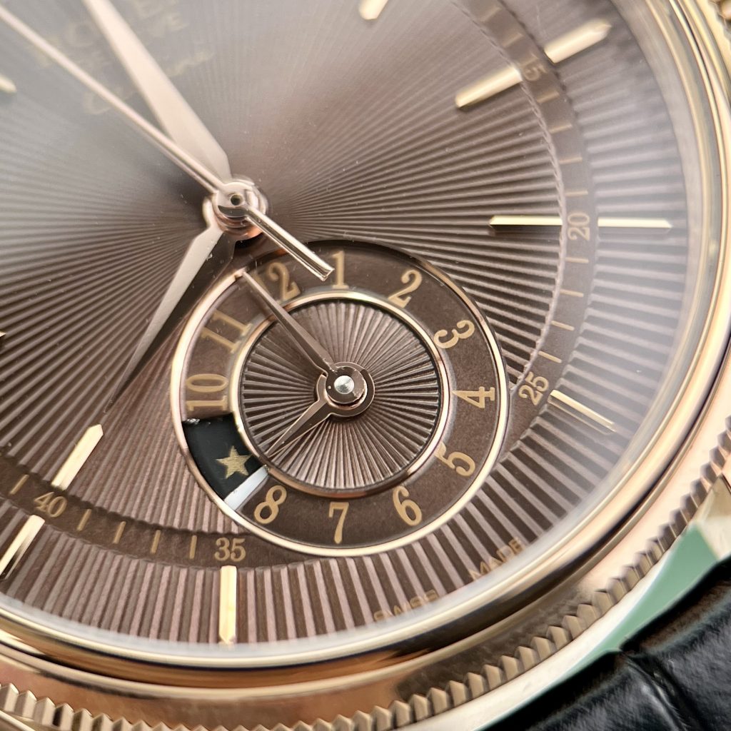 Đồng hồ Rolex Cellini Dual Time Replica 11 nam mặt chocolate 39mm (2)