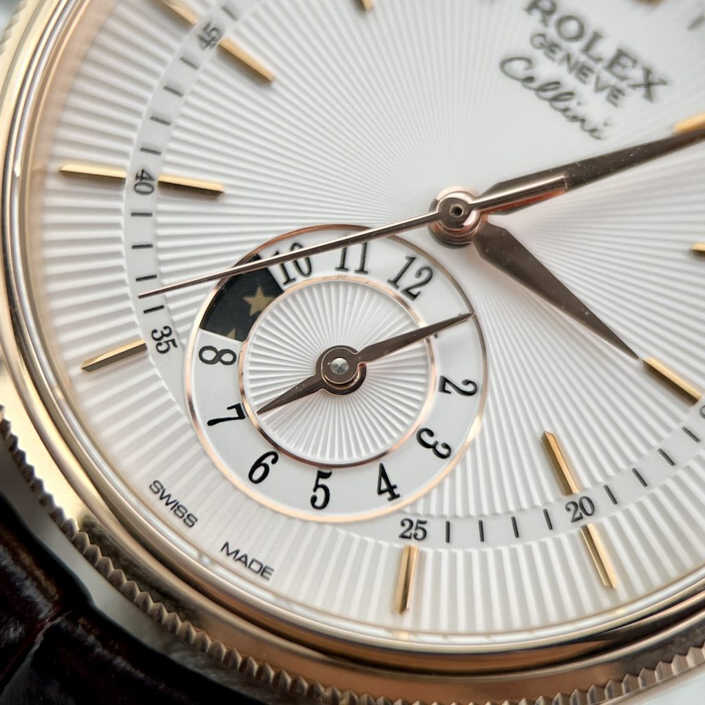 Đồng hồ Rolex Cellini Dual Time nam mặt trắng Rep 11 Thụy Sỹ 39mm (2)