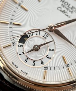 Đồng hồ Rolex Cellini Dual Time nam mặt trắng Rep 11 Thụy Sỹ 39mm (2)
