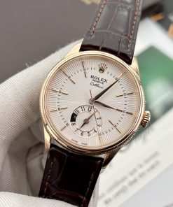 Đồng hồ Rolex Cellini Dual Time nam mặt trắng Rep 11 Thụy Sỹ 39mm (2)