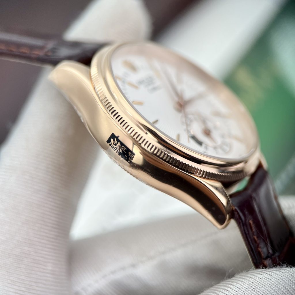 Đồng hồ Rolex Cellini Dual Time nam mặt trắng Rep 11 Thụy Sỹ 39mm (2)
