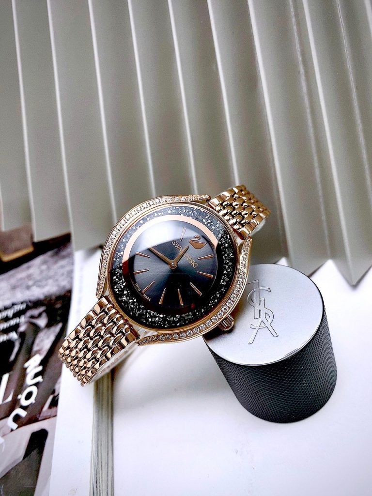 Đồng hồ Swarovski nữ đính đá Like Auth màu vàng hồng 36mm (2)