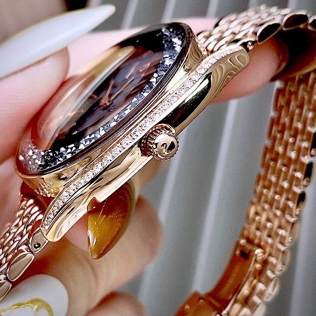 Đồng hồ Swarovski nữ đính đá Like Auth màu vàng hồng 36mm (2)