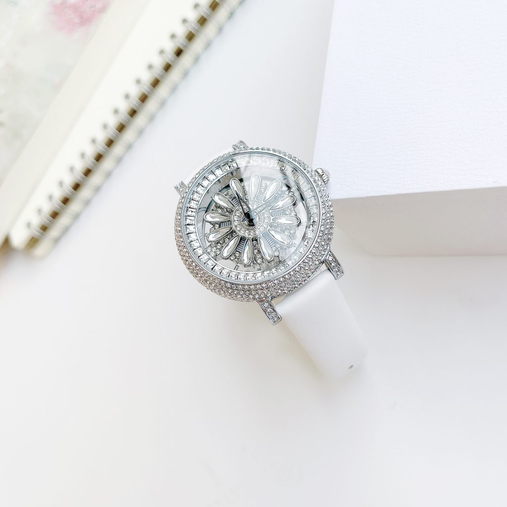 Đồng hồ chính hãng Davena 32101 họa tiết bông hoa xoay 360 38mm (2)