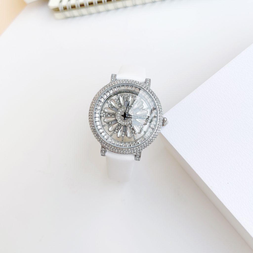 Đồng hồ chính hãng Davena 32101 họa tiết bông hoa xoay 360 38mm (2)