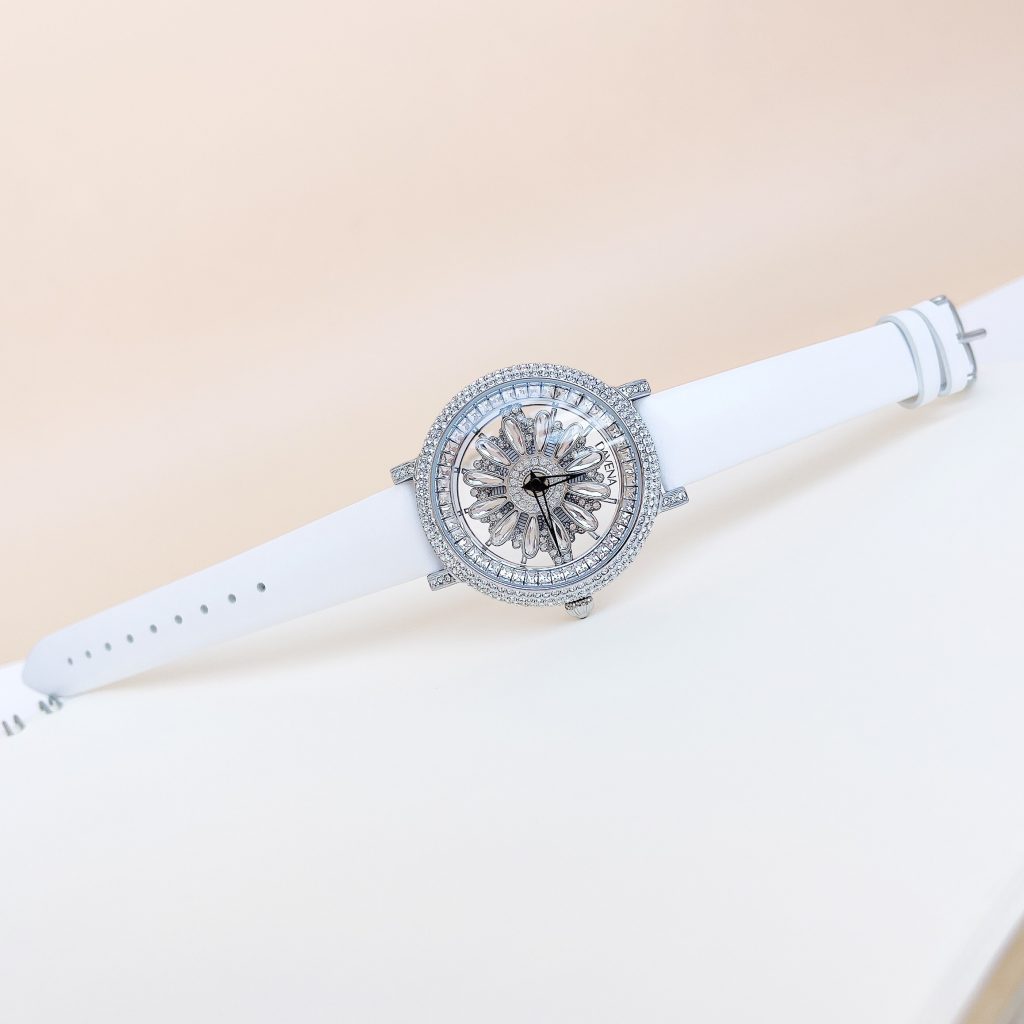 Đồng hồ chính hãng Davena 32101 họa tiết bông hoa xoay 360 38mm (2)