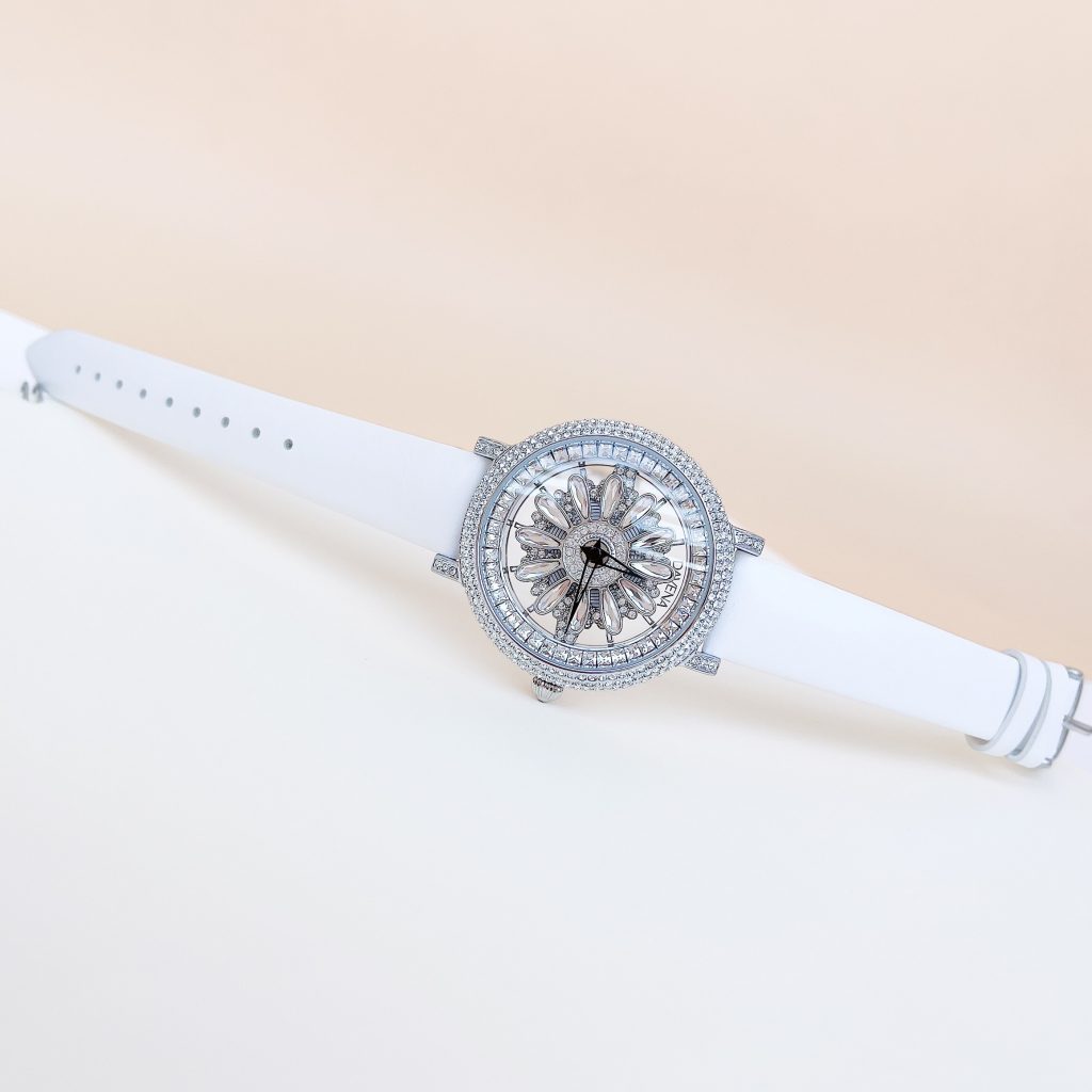 Đồng hồ chính hãng Davena 32101 họa tiết bông hoa xoay 360 38mm (2)