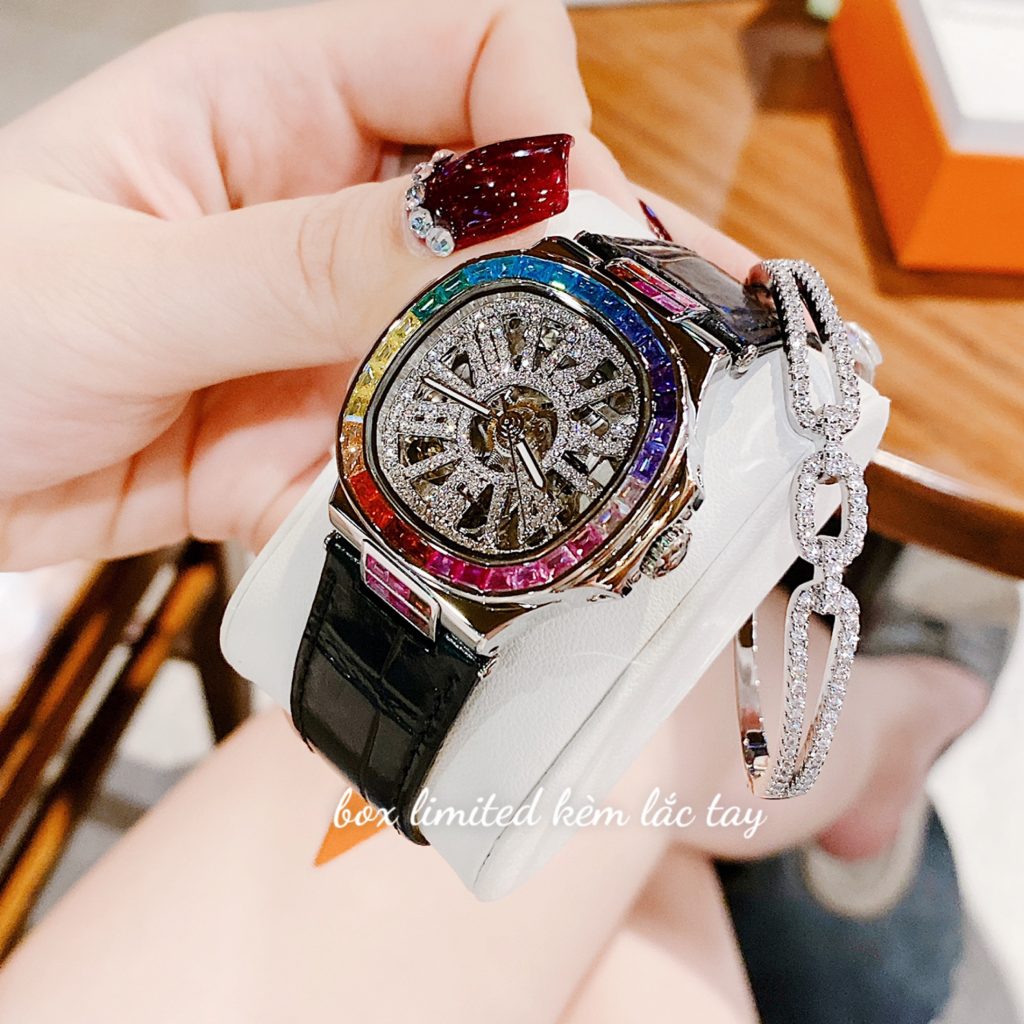 Đồng hồ chính hãng Davena D31951 Silver Black nữ máy cơ 32mm (2)