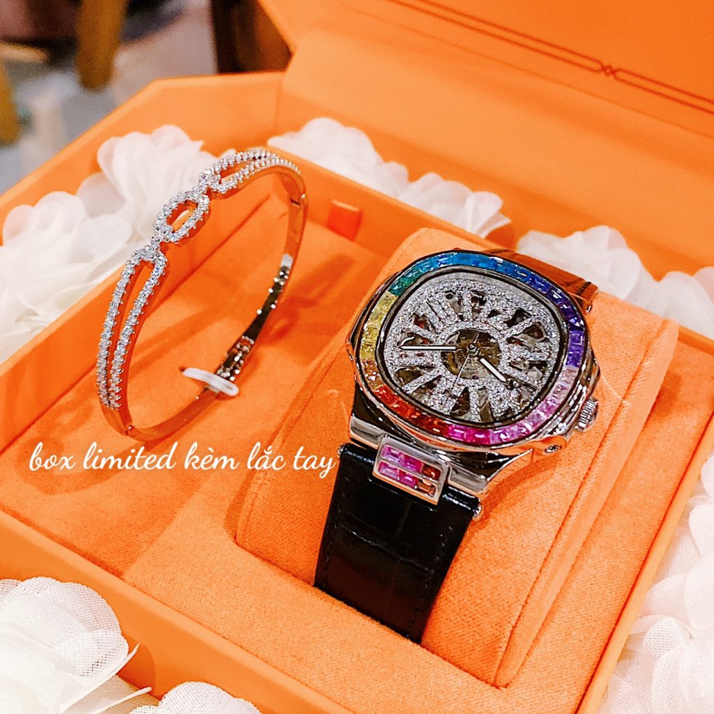 Đồng hồ chính hãng Davena D31951 Silver Black nữ máy cơ 32mm (2)