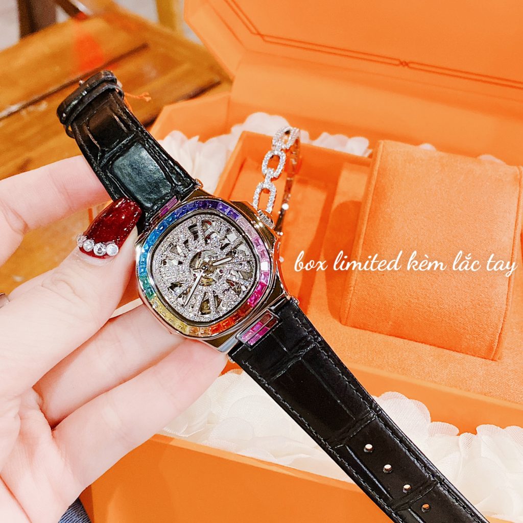 Đồng hồ chính hãng Davena D31951 Silver Black nữ máy cơ 32mm (2)