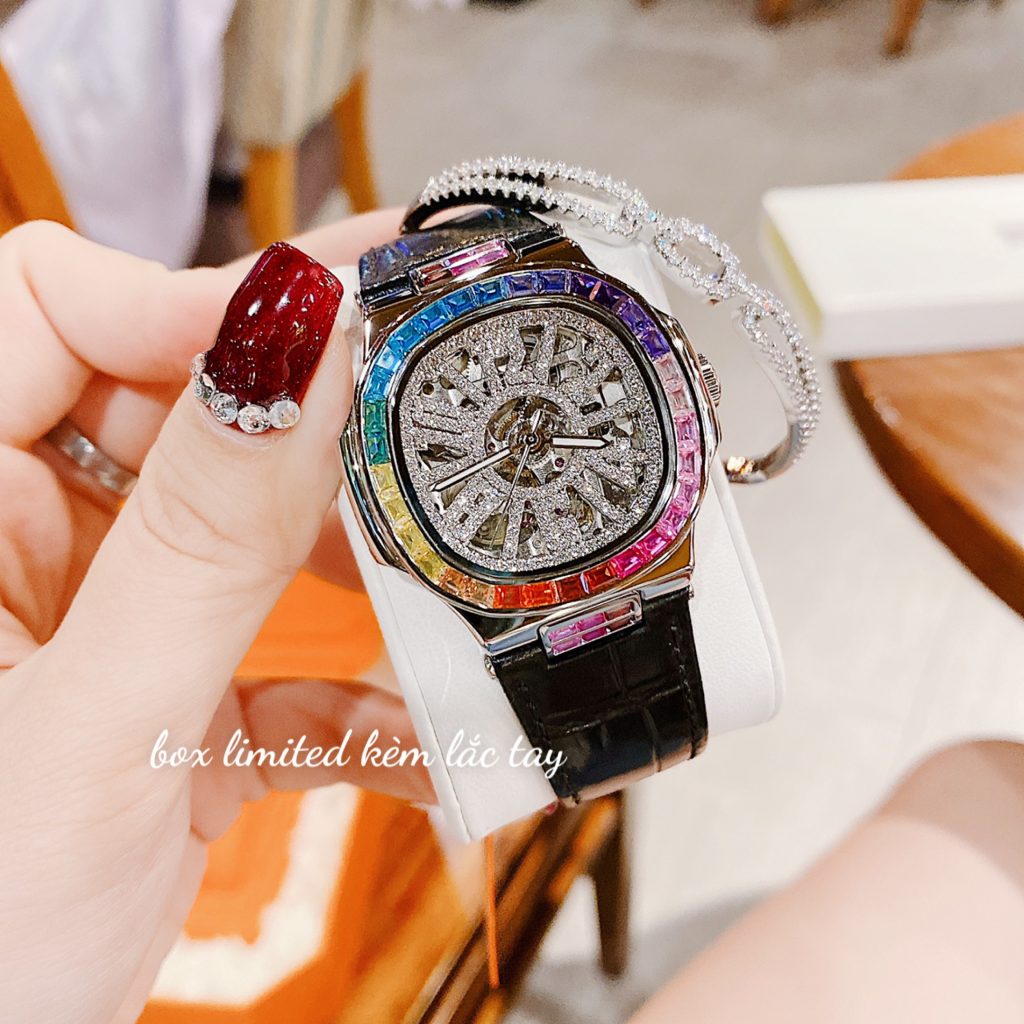 Đồng hồ chính hãng Davena D31951 Silver Black nữ máy cơ 32mm (2)