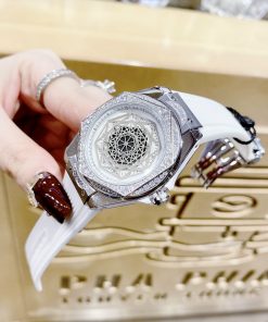 Đồng hồ chính hãng Hanboro nữ màu trắng đính đá 36mm (2)