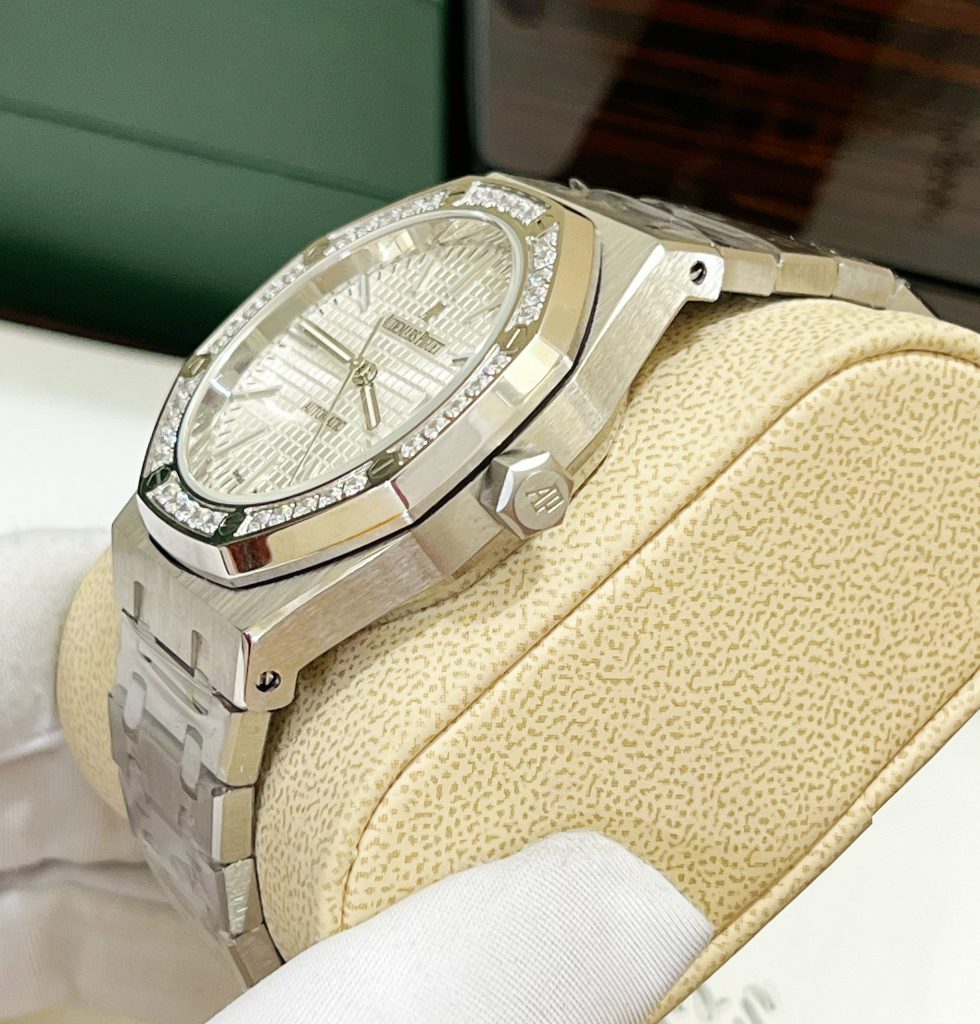 Đồng hồ nam Audemars Piguet mặt trắng đính đá Fake giá rẻ 41mm (2)