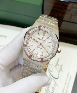 Đồng hồ nam Audemars Piguet mặt trắng đính đá Fake giá rẻ 41mm (2)