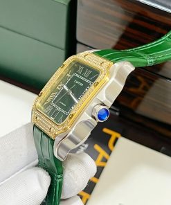 Đồng hồ nam Cartier Santos màu xanh lá Fake cao cấp 40mm (2)